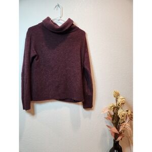 Ann Taylor Petite XSP Alpaca Wool Blend Turtleneck Sweater Burgundy Soft relaxed
